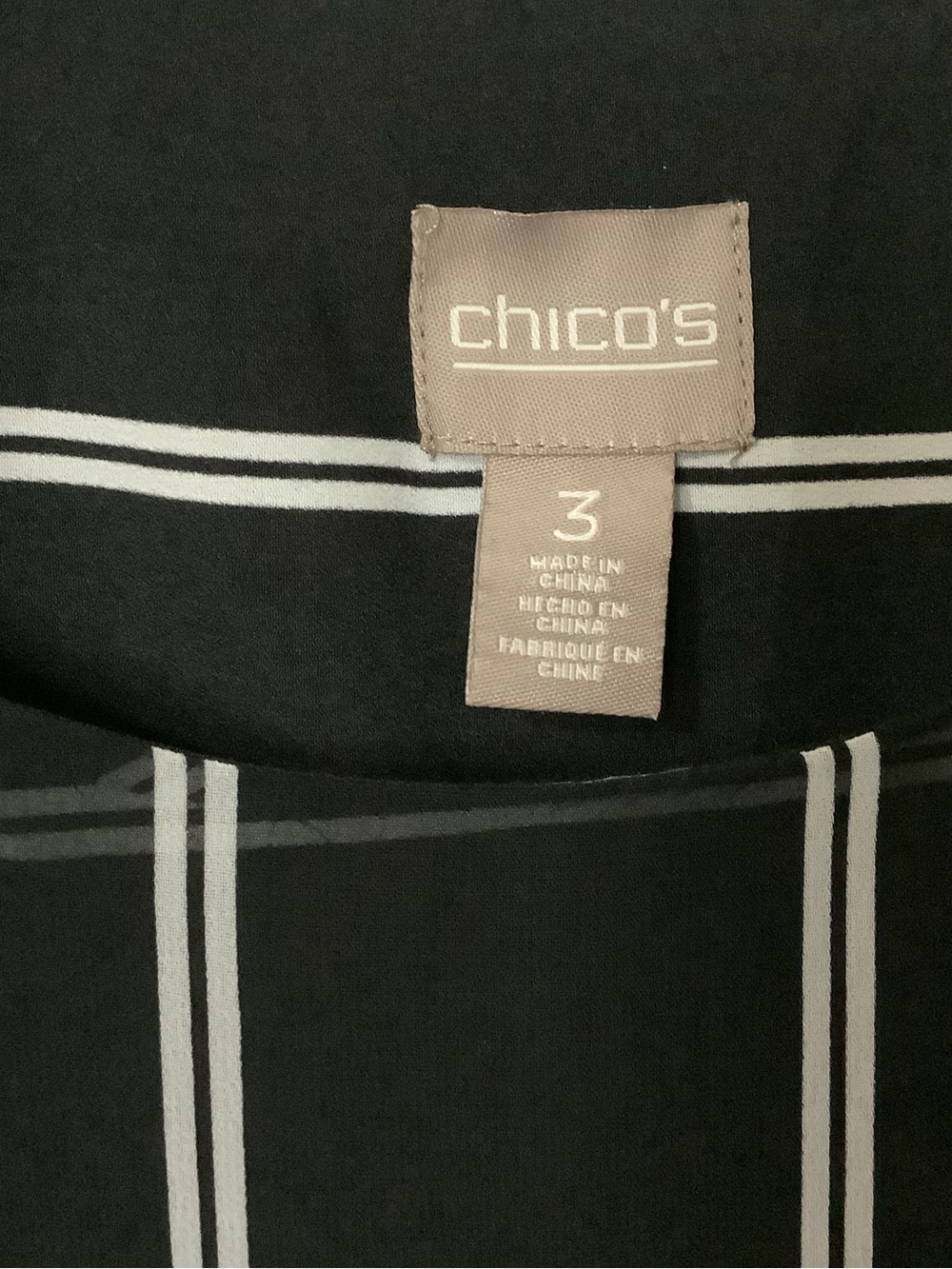 Chico's Top Tunic 3 XL Black White - Picture 2 of 8